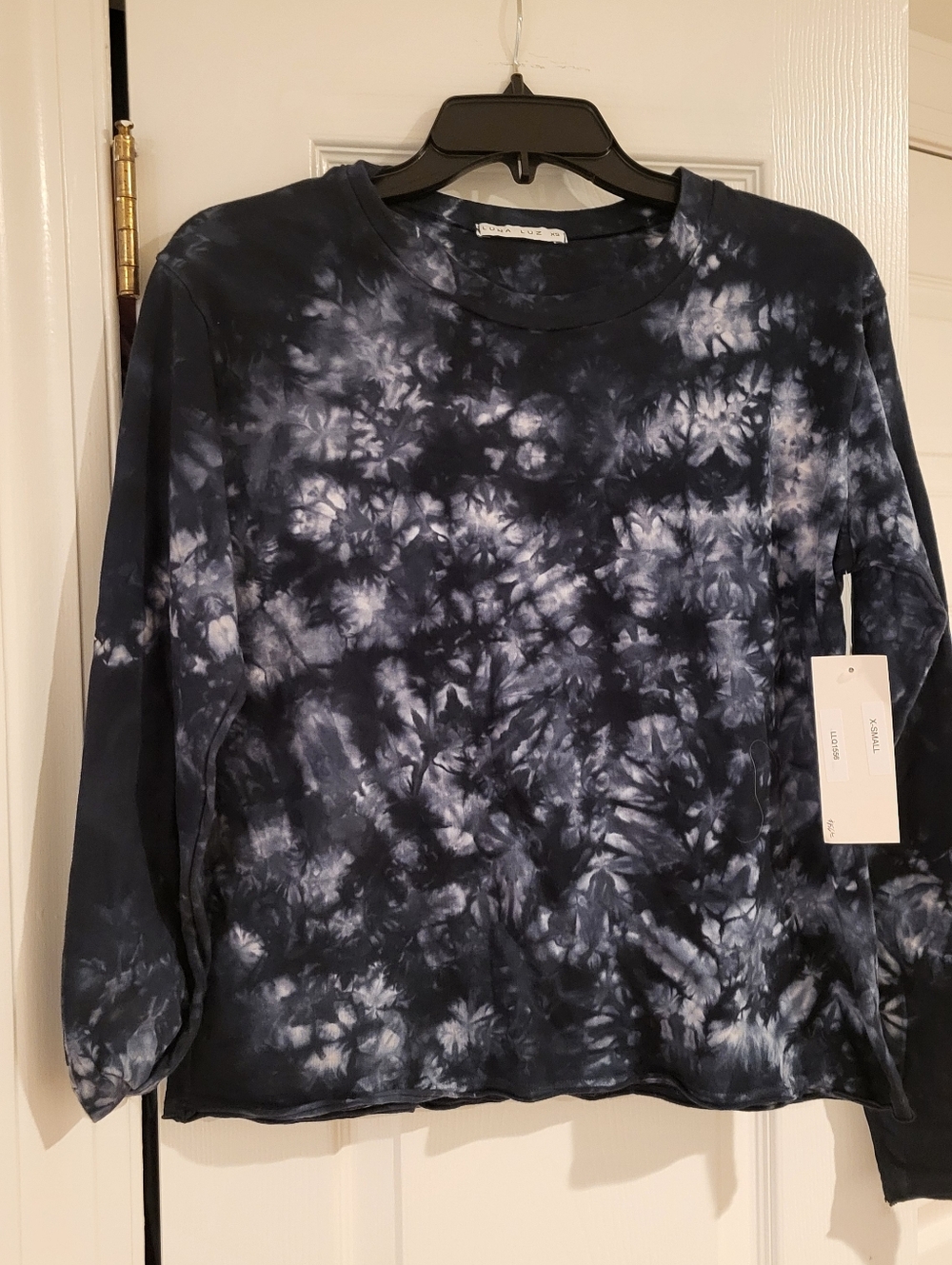 Tie-Dye Long Sleeve Sweatshirt - Navy/White